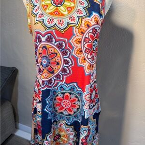 Boho Mandala Print Sleeveless Tunic Dress with pockets – Size S
